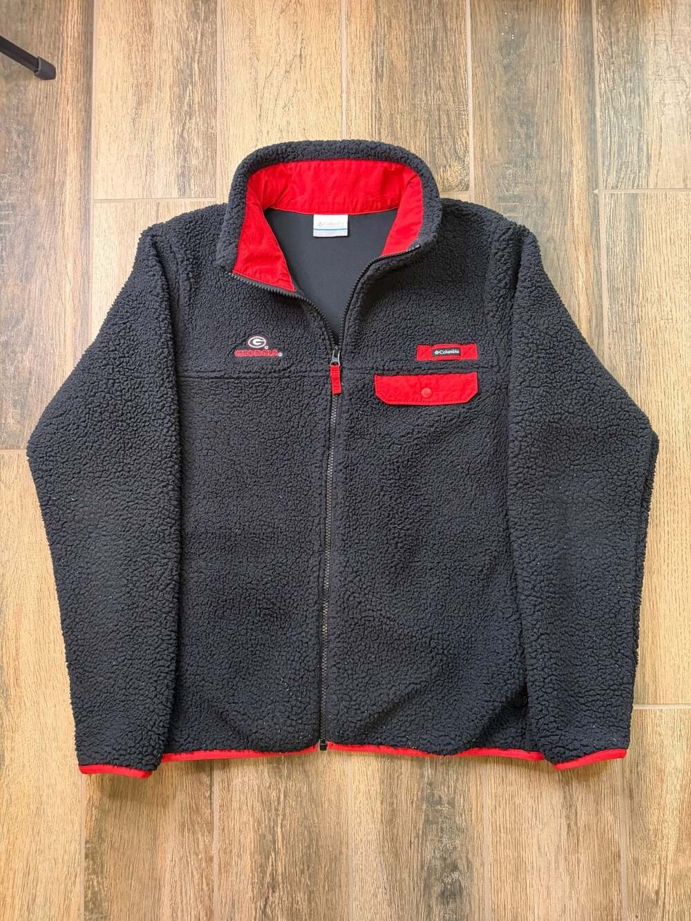 Columbia University of Georgia Sherpa Fleece Jacket Size M Black